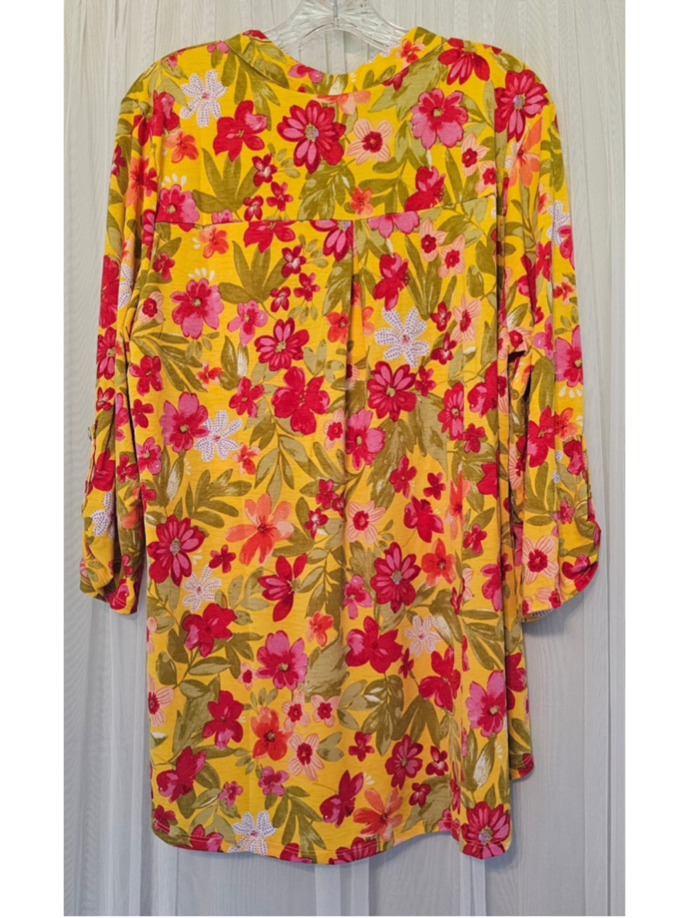 Women's Dear Scarlett Floral Tunic Top XL Yellow Red - Picture 2 of 3